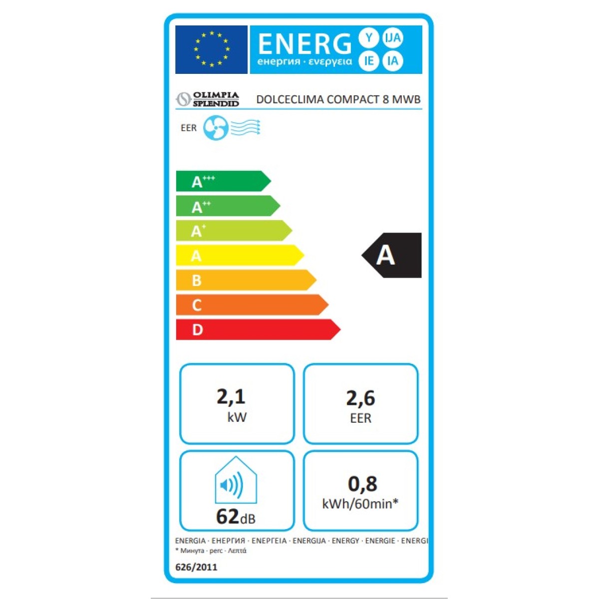 Mobilní klimatizace Olimpia Splendid Dolceclima Compact 8 MWB - zánovní
