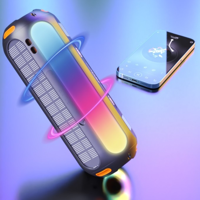 Přenosný Bluetooth reproduktor se solárním panelem AERIUM T5000 LED TWS