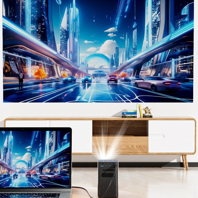 Mini přenosný projektor s baterií AERIUM P8000 DLP Wi-Fi Super Bass - rozbaleno