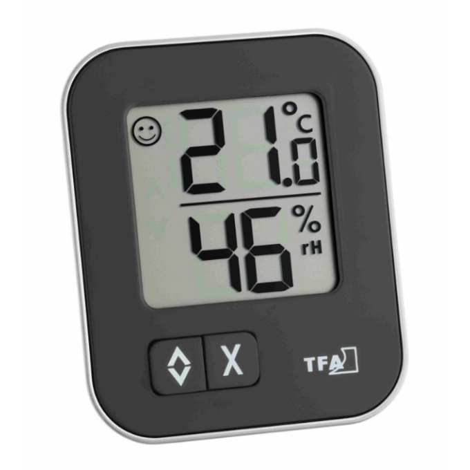 Digitální teploměr s vlhkoměrem TFA 30.5026.01 MOXX - černý
