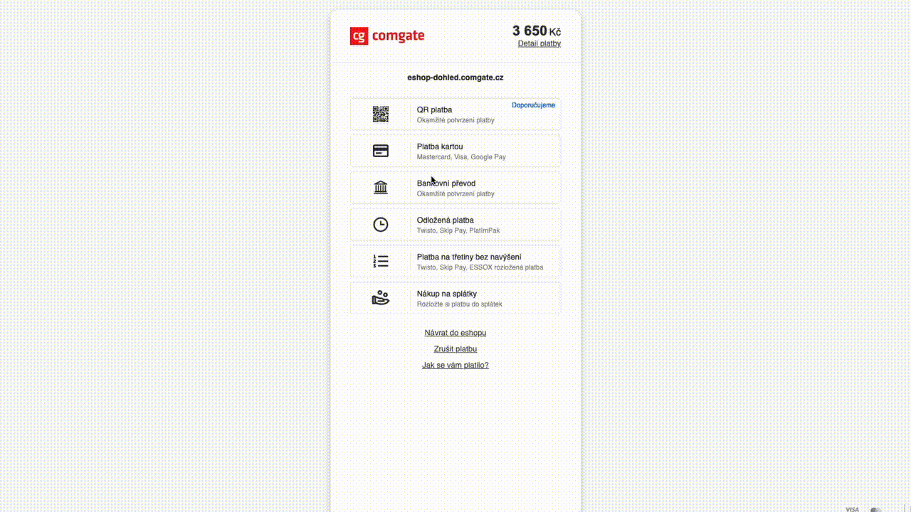 Platba na tři splátky