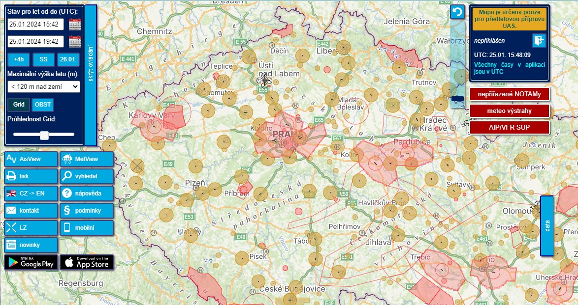 kde mohu l&eacute;tat s dronem - mapa